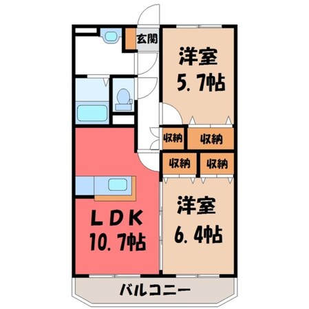 宇都宮駅 徒歩27分 1階の物件間取画像